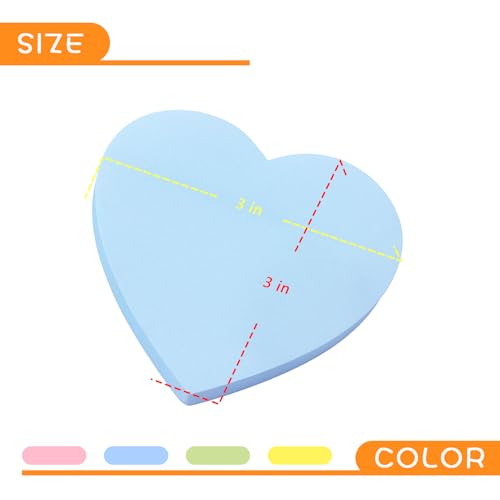 SIMONA Heart Shape Sticky Notes 4 Paste Colors 8 Pads, 600 Sheets - color: 4 Paste Colors 8 Pads