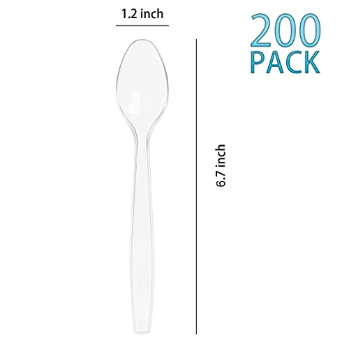 MOACOCK 200 Count Heavy Weight Clear Plastic Spoons - color: Clear