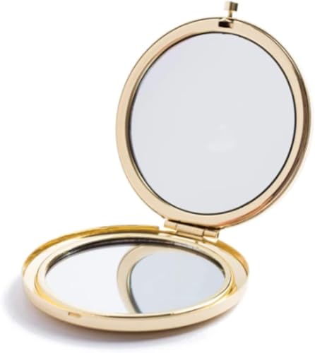 MIHAGUTY Magnifying Compact Mirror for Purses with 2 x 1x Magnification, Folding Mini Pocket Double Sided Travel Makeup Mirror,Perfect for Purse, Pocket Mirror for Gift - color: Gold, size: 0"L x 0"W