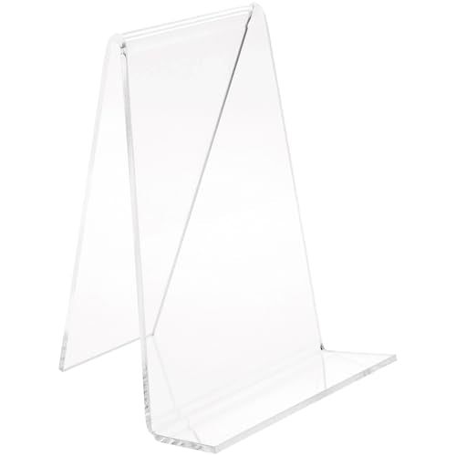 Plymor Clear Acrylic Book Easel with 1.375" Flat Ledge, 4.75" W x 4.75" D x 6" H - size: 4.75" x 4.75" x 6"
