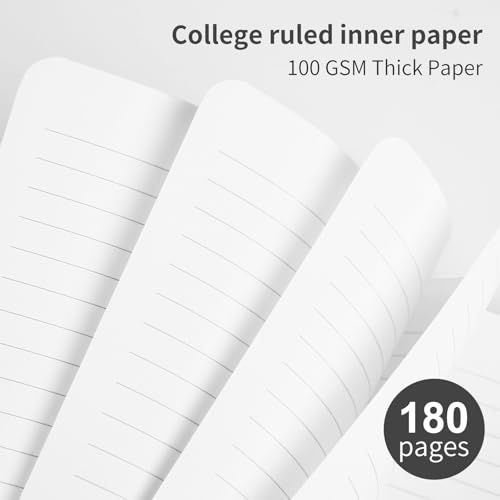 Spiral Notebook - 7.24" x 10" College Ruled Journal with Inner Pockets and 180 Pages, PU Leather Cover Business Journal, Twin-Wire Binding Notebook Perfect for Office & Home School Supplies Black - color: 002-Black-1pack, size: B5-180 pages