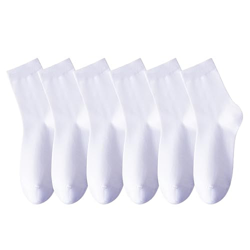 MAGIARTE Womens Mini Crew Cotton Socks,6 Pairs - color: Color#08 White
