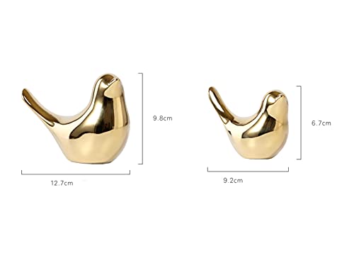 Small Animal Birds Statues Home Decor Modern Style Gold Decorative Ornaments for Living Room, Bedroom,Cabinets, Office Desktop (2 Pack) - color: Gold