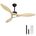 52 inch Natural Wood Ceiling Fans with Lights and Remote - color: Natural wood ceiling fan - pointed