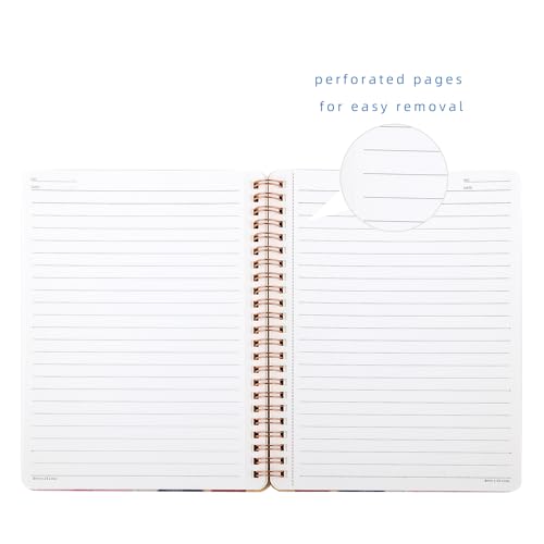 Aesthetic Spiral Notebook for Women, 8.25" x 6.25" Journal with Durable Hardcover and 160 Lined Pages with Large Pockets - Gift for Work, School, Travel & Daily Productivity - color: Colored leaf