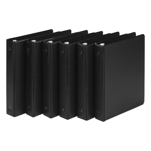 Samsill Economy 1 Inch Mini 3 Ring Binder, Round Ring Binder, Holds 5.5 x 8.5 Inch Documents, 1" Storage, 6-Pack, Black - color: Black, size: 1" Storage, style: 6-Pack