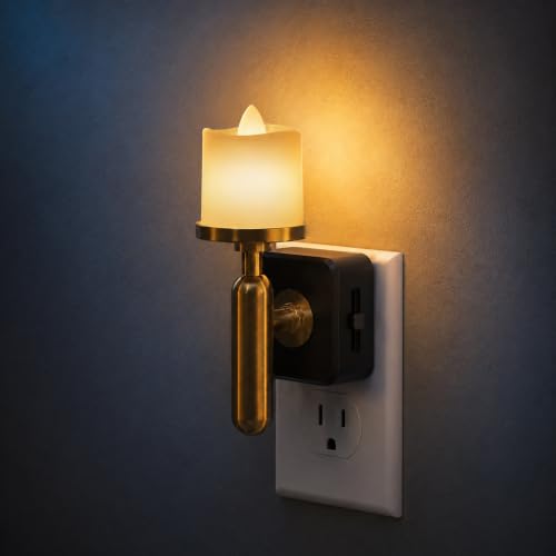 JandCase Candle Night Light, Night Lights Plug into Wall - color: Candle-3000K（Glass）, size: 1 Pack