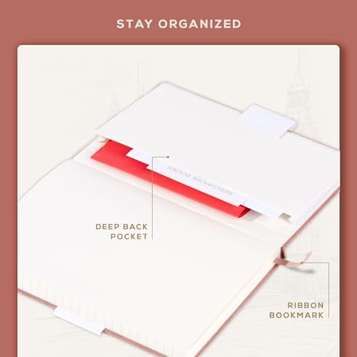 BEECHMORE BOOKS A5 5x8 Lined Leather Journal For Men, 120 GSM with Gift Box - color: Rose Wood, size: A5 - 5.8" x 8.3" Medium