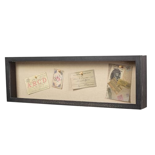 Freezing point Shadow Box Frame 8x25 Flower Shadow Box Pin Display Case Cabinet Picture Frame with Linen Back Memorabilia Awards Medals Badge Bouquet Wedding Memory Box for Keepsakes Long Black - color: Black, size: 8×25