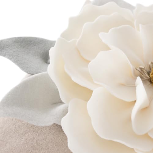 JWH Flower Throw Pillow Cover, Ivory White, 18x18 Inch - color: Creamy White