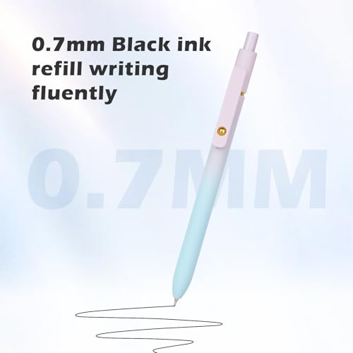 Ddaowanx Gel Pens,6 Pcs 0.7mm Retractable Quick Dry Black Ink Pens - color: 6 Pcs Gradient