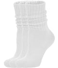 AugRing Women's Scrunch Crew Socks Retro 3-Pack Solid Cotton Boot Calf Chunky Ribbed Cozy Slouchy Socks Size 5-11 - color: 3 Pack White