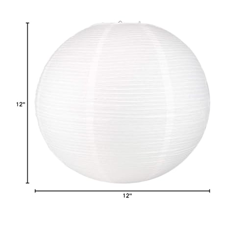 PaperLanternStore.com (5-Pack) 12 Inch White Fine Line Premium Even Ribbing Paper Lantern, Extra Sturdy - color: White Fine Line (5-pack), size: 12 Inch