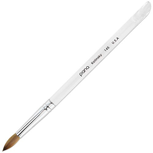 PANA Pure Kolinsky Hair Brush - Round Clear Acrylic Handle (Size 14) - Nail Brush for Acrylic Nail Application, Nail Extension, Manicure Pedicure Salon Beginner and Professional - color: Clear, size: Size 14