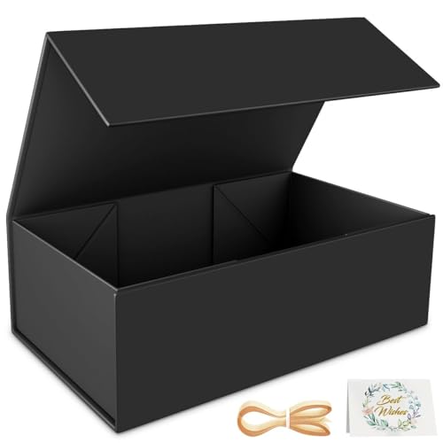 RYDDOY Black Gift Box, 13.8x9.5x4.3'' Large Gift Boxes with Lids - color: Black, size: 13.8 x 9.5 x 4.3 Inch
