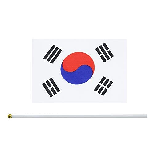 25 Pack Hand Held Small Mini Korea Korean Stick Flag Round Top National Country Flags,Party Decorations Supplies For Parades,World Cup,Festival Events,International Festival - color: Korea