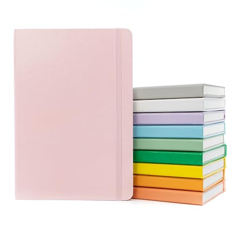 PAPERAGE Lined Journal Notebook, 10 Pack, (Pastel Rainbow), 160 Pages, Medium 5.6 in x 8 in - 100 GSM Thick Paper – Hardcover Journaling Notebook for Work, School & Note Taking - color: Pastel Rainbow, style: G. Lined-10 Pack
