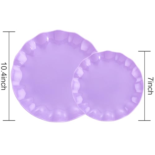 LIYH 24Pcs Purple Plastic Plates Reusable For Party Dinner Events&Birthdays - color: Purple, size: 24(12 Guests)