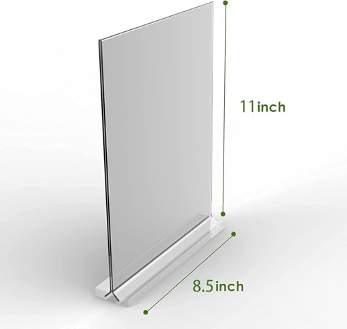 KOOLDE Acrylic Sign Holder 8.5x11 Inches 2 Pack T Shape Desktop Display Stand Vertical Double Sided Clear Table Menu Flyer Holder for Restaurants, Office, Shop, Wedding - color: Clear - 2 Pack
