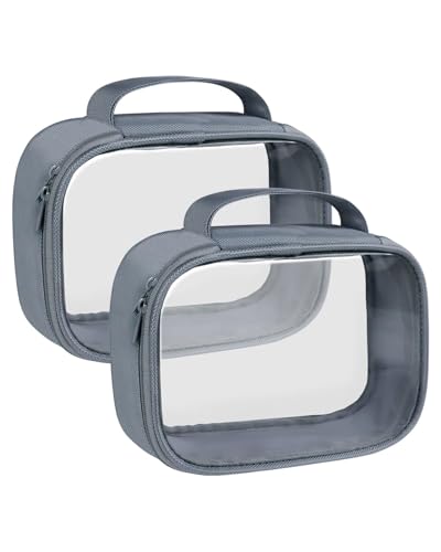 Moyad TSA Approved Toiletry Bag Clear Quart Size Travel Bags Makeup Bag - color: Grey, size: 2 Pack, Handle