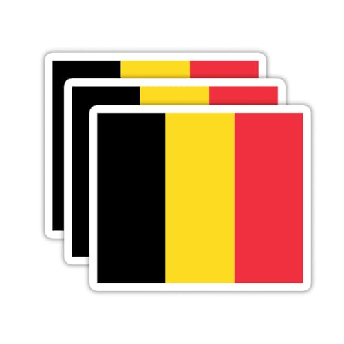 (3PCS) Belgium Flag stickers, Countries Flag Stickers - Waterproof Vinyl Decals For Laptops, Tumblers, Water Bottles, Books, Scrapbooks, Size 3 x 2.5 - color: Belgium