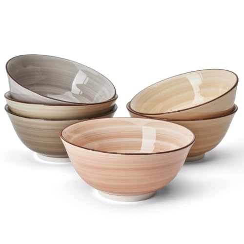 Sweese 18 oz Ceramic Soup Bowls Set of 6, Neutral Pasta Bowls for Ramen, Salad, Noodles, Cereal and Soup, Stackable Serving Bowls for Everyday Meals - color: Neutral, size: 18oz (Large)