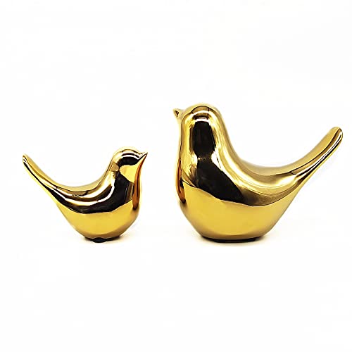 Small Animal Birds Statues Home Decor Modern Style Gold Decorative Ornaments for Living Room, Bedroom,Cabinets, Office Desktop (2 Pack) - color: Gold