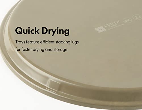 CURTA 2-Pack 16 Inch Round Non Slip Serving Tray, NSF Rubber Lined, Brown - color: Brown-round, size: 16 Inch