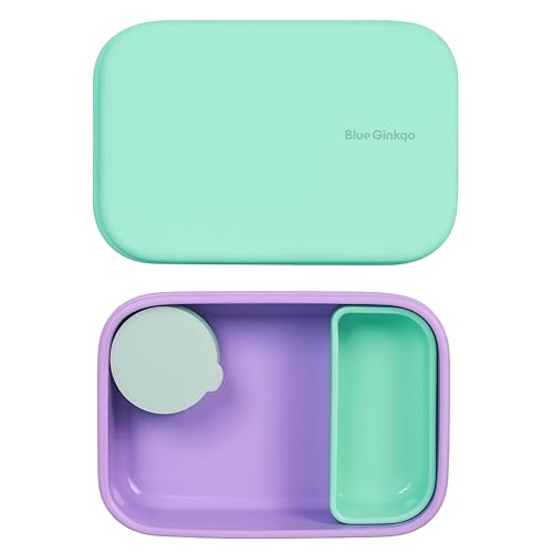BLUE GINKGO Bento-Style Silicone Lunch Box Set, Purple, Made in Korea - color: Purple