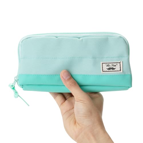Mr. Pen- Wide-Opening Pencil Case, Triangle Design - color: Mint Green