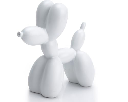 4 Inch Matte White Balloon Dog Sculpture - color: White