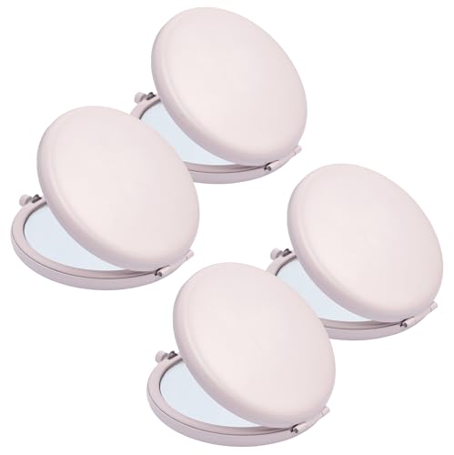 Compact Mirror for Purse, Metal Round Shell, Double-Sided 1X/2X Magnifying, Portable Travel Makeup Mirror, Mini Pocket Mirror, Light Salmon,4 Packs - color: Light Salmon
