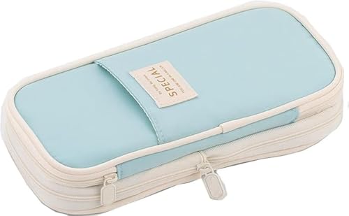 Arnuixty Large Storage Pencil Case Pen Bag with Zipper Big Capacity Pouch Organizer for Office Travel Holder Box(Blue) - color: Blue