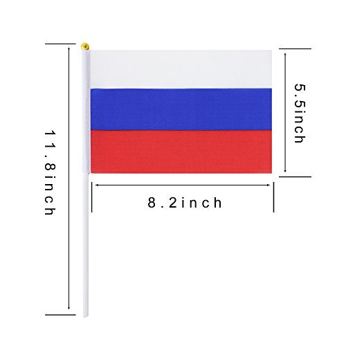 Kind Girl 25 Pack Hand Held Small Mini Flag Russia Flag Russian Stick Flag Round Top National Country Flags,Party Decorations Supplies for Parades,World Cup,Festival Events,International Festival - color: Russia