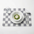 Set of 6 Checkerboard Non-Slip Washable Placemats for Dining Table - color: Gray