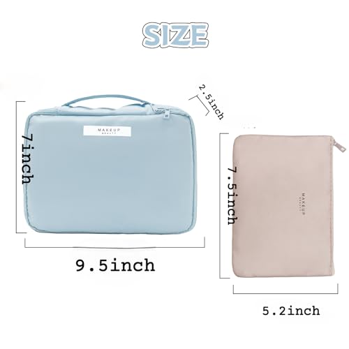 Queboom Travel Makeup Bag Cosmetic Bag Toiletry Bag for Women & Men, blue - color: Blue-1pcs