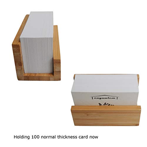 1 Pack Bamboo Wood Desktop Business Card Holder for Desk Sturdy Business Card Display Stand for Office Suitable for Men Women