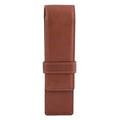 DiLoro Leather Double Pen Case Pencil Pouch Holder for Two Fountain Pens Ballpoint Rollerball and Pencils (Bugatti Tan) - color: Bugatti Tan