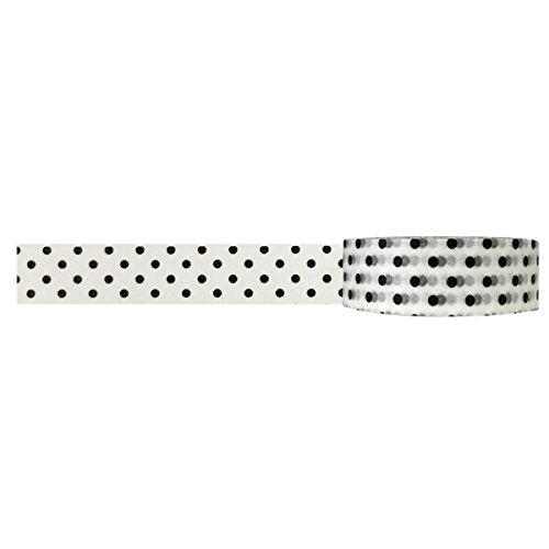 Wrapables Colorful Patterns Washi Masking Tape, Black and White Dots - size: 32.8084 Foot (Pack of 1)