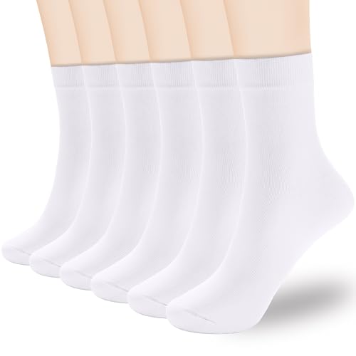 Corlap Women's Thin Above Ankle Socks-6Pairs Cotton Bootie Dress Crew Socks - color: 6 Pairs 6white, size: 6-9