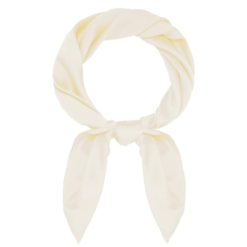 Pistha Satin Scarf Neck Scarf Square Bandanas Hair Handkerchief 27.5 inch - color: Off-white