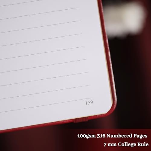 TIEFOSSI Line Journal Notebook for Women Men, 316 Pages,8.3x5.8 IN - color: Red, size: Line