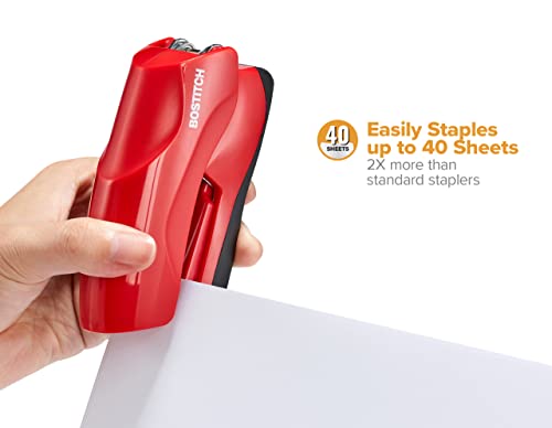 Bostitch Office Heavy Duty 40 Sheet with 1250 Staples and Staple Remover, No Jam Desktop Stapler, School Bulletin Boards, Office & Classroom, Red (B175-RED-VP) - color: Red