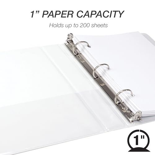 Samsill Durable 1 Inch Mini 3 Ring Binder, Round Ring Binder, Holds 5.5 x 8.5 Inch Documents, Customizable Cover, 1" View, Single, White - color: White, size: 1" View, style: Single