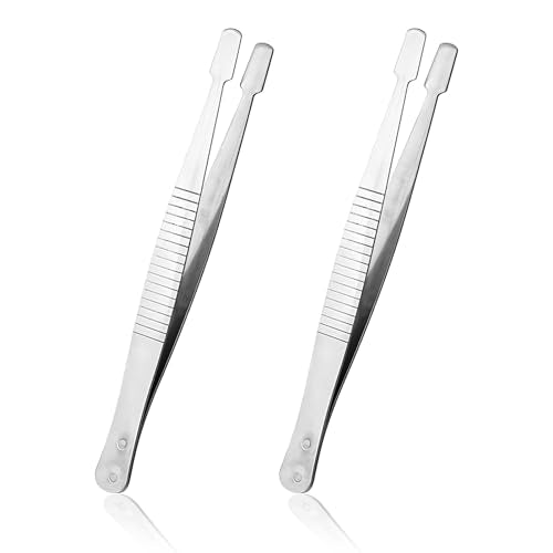 JJUNW 2 Pcs Stamp Collecting Supplies, Hot Stamp Tool Tweezers for Crafting, Stainless Steel Flat Wide Sticker Tweezers for Journaling Scrapbooking Stamping Supplies Model Building, Jewelry Craft