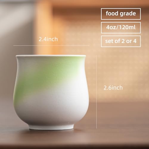 4-Oz Ceramic Espresso Cups Set - Multi-Color, Handle-Free Design for Home & Cafe | Dishwasher-Safe Stoneware Cups (Kiln turning green, 2) - color: Kiln turning green, size: 2