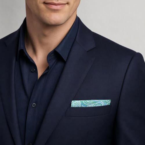 S&W SHLAX&WING Mens Pocket Square Paisley Multicolor Large for Business Wedding - color: Bh61