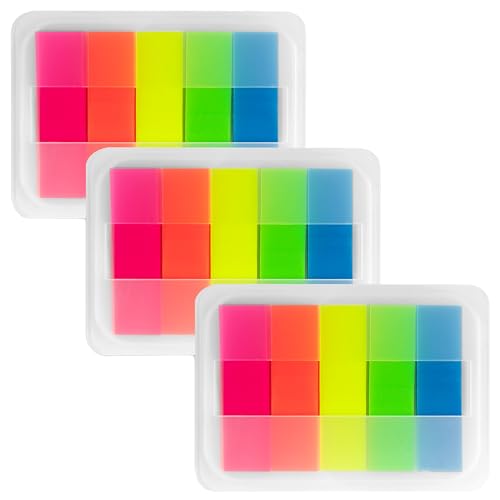 Essex Wares - 300 Pieces, 5 Bright Colors, Transparent Sticky Tabs - color: Bright Colors