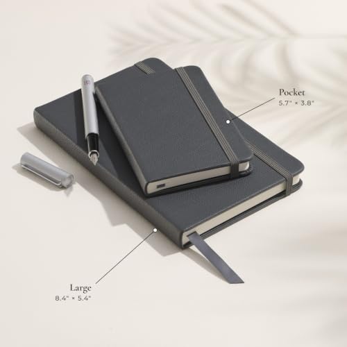 Leather Notebook, Writing Journal, Twilight Gray - color: Twilight Gray, size: Large