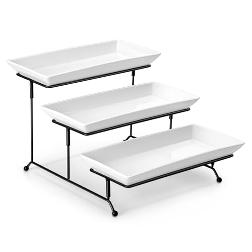 MALACASA 3 Tier Serving Trays, White Porcelain Serving Platters, 12 Inch - color: White, size: 12 Inch